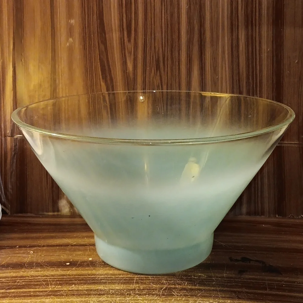 Vintage 1950s Blenko glass  MCM turquoise fade salad bowl